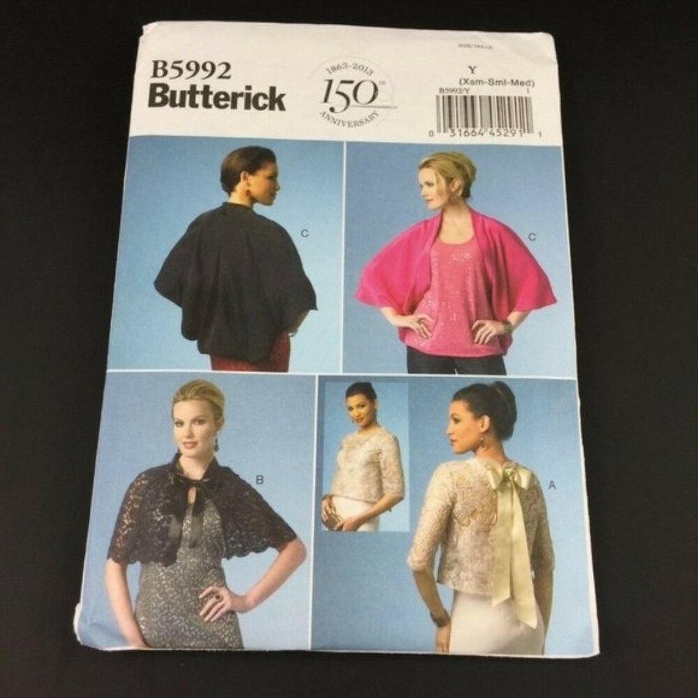 Butterick Pattern 5992 Back Closure Jacket Capelet Kimono Shrug Uncut Size 4-14